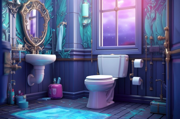 Toilet anime visual novel game Room wc Generate Ai