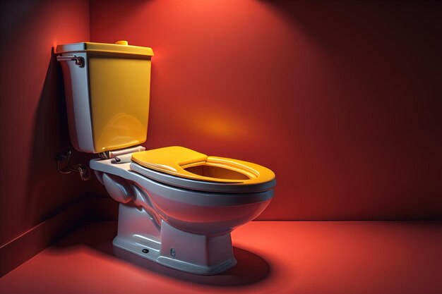 Photo toilet bowl in a red room generative ai