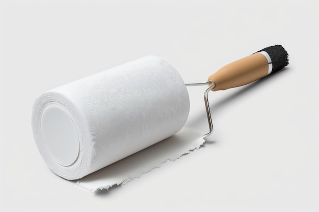 Toilet brush stuck in a roll of toilet paper Generative AI