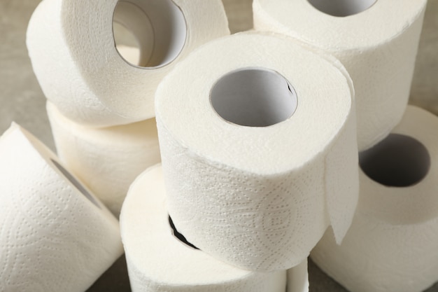 Toilet paper on brown table, close up