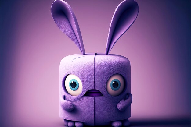 Toilet paper cute cartoon character bigeared purple bunny