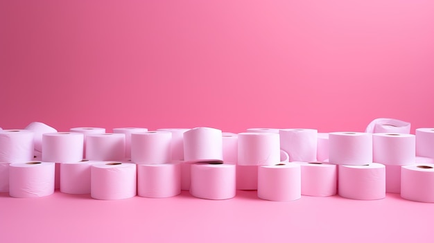 Photo toilet rolls on pink background