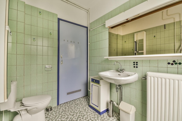 Toilet and shower in bathroom