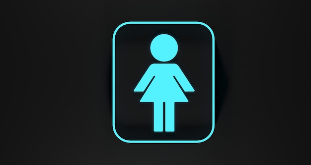 Photo toilet sign lighted 3d illustration