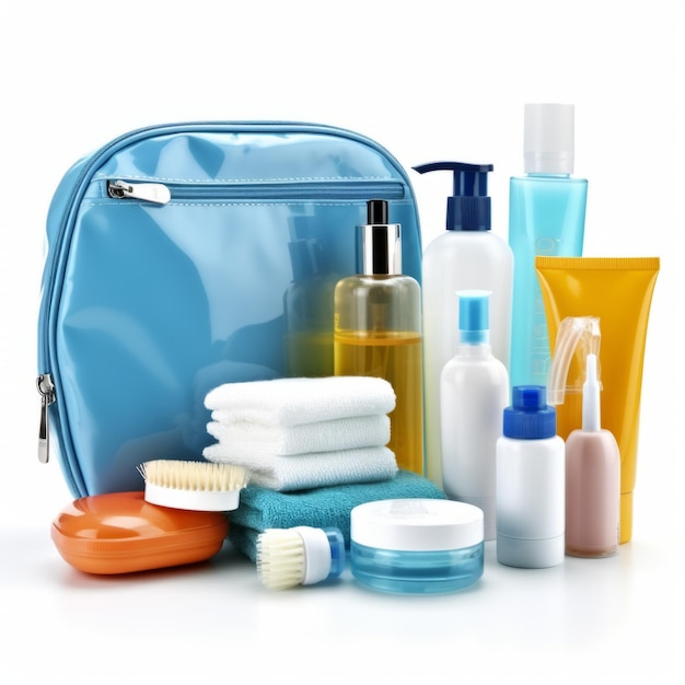 toiletries for travel isolated on