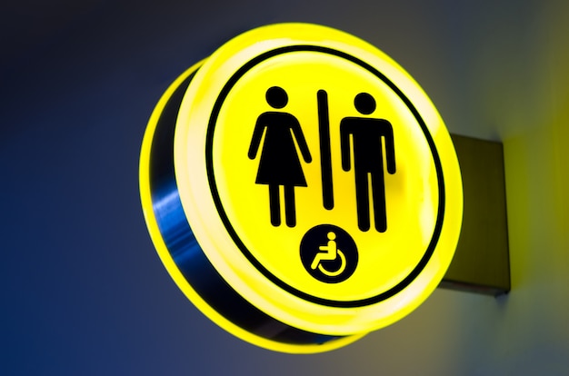 Photo toilets, wc icon for woman, men. female, male public restroom signs