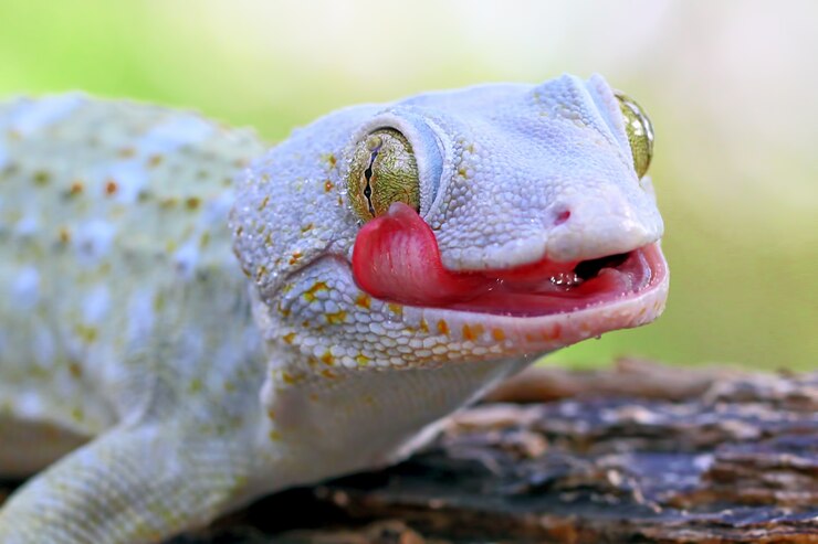 tokay gekko in de tak van hout