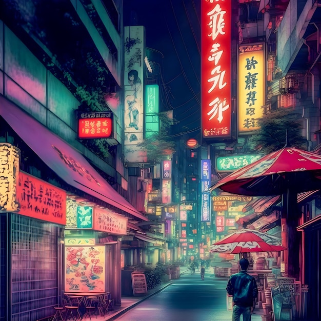 Tokyo City by Night Anime en Manga tekenen illustratie stadsgezichten