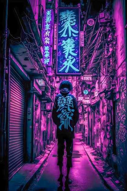 Foto tokyo city by night anime e manga disegno illustrazione viste della città neon viola