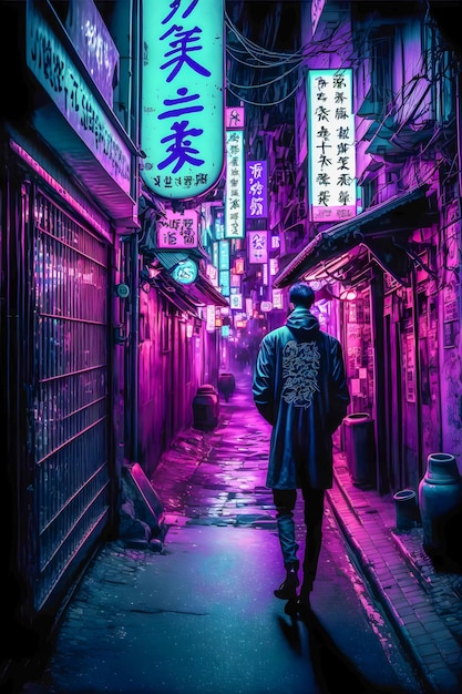 Tokyo City by Night Anime and Manga drawing illustration city views purple neon