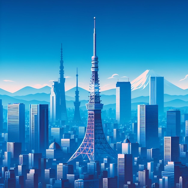 Tokyo flat vector city skyline