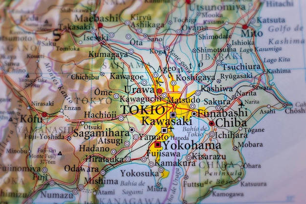 Tokyo marked on the map