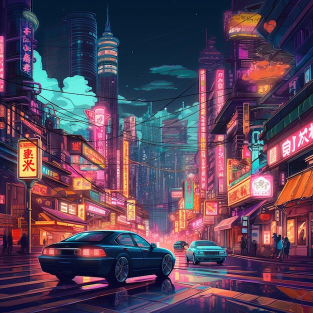 Tokyo reimagined in a cybernetic era an artistic portrayal