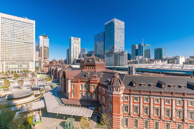 Tokyo Station from top view in Tokyo Japan