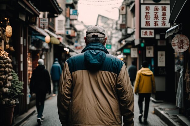 Tokyo Street Vibes Realistisch landschap met blije mensen en een positieve sfeer