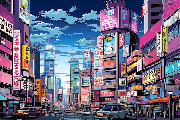 Premium Photo  Tokyo city by night anime and manga drawing illustration  city views