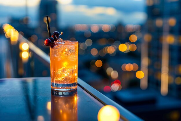 Tom Collins rooftop soire an atmospheric image featuring a Tom Collins cocktail