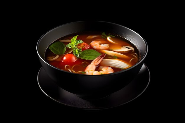 Tom Yum on black background