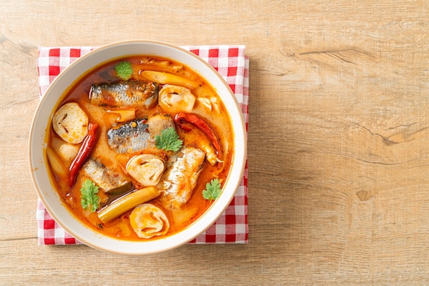 Tom Yum canned mackerel in spicy soup - Asian food style