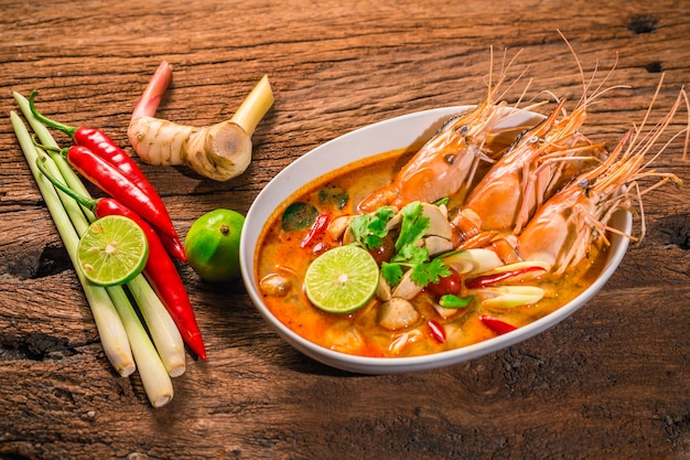 tom yum gong thai hot spicy shrimp soup, thailand food