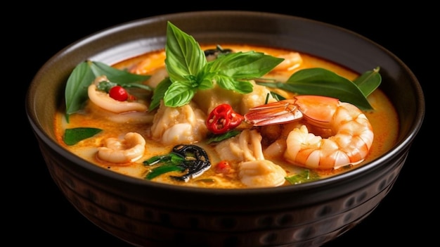 Tom Yum Goong Thai hot and spicy soup with shrimp Thai Cuisi