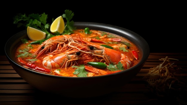 Tom Yum Goong Thai spicy soup with prawns