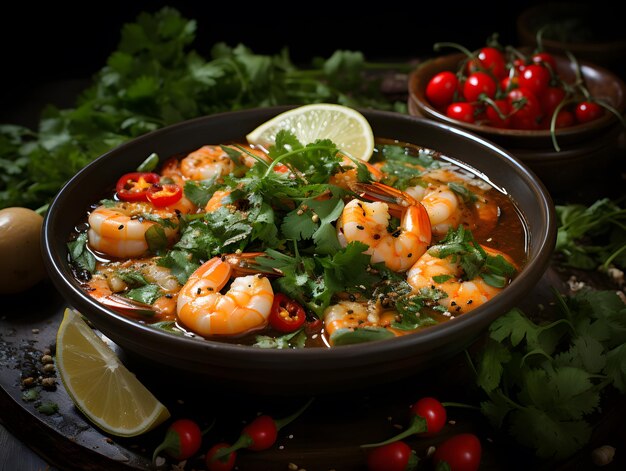 Tom Yum soep Geniet van de verleidelijke smaken van deze pittige en zure garnalen soep