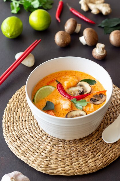 Tom yum soup. Thai cuisine. Healthy eating. Recipes National cuisine