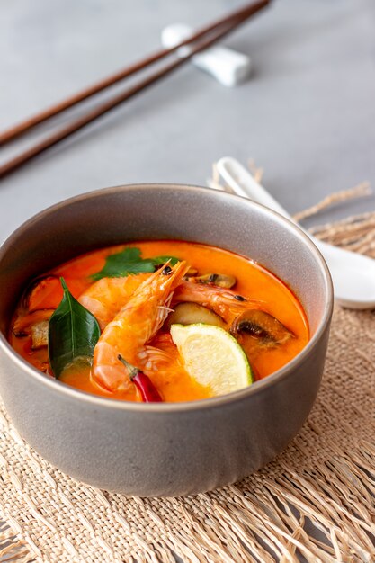 Tom yum soup. Thai cuisine. Healthy eating. Recipes.