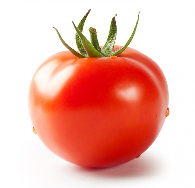 Foto tomaat met groen handvat
