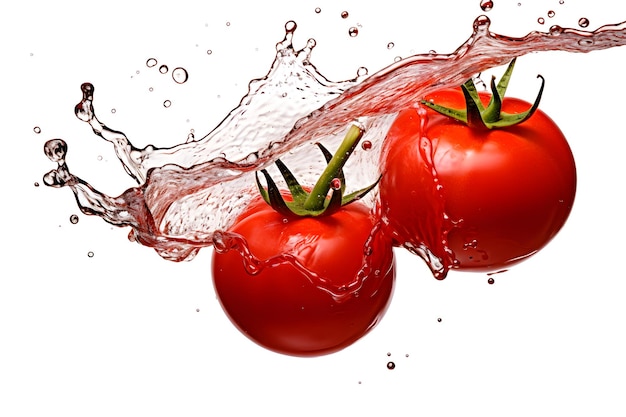 tomaat water splash geïsoleerde witte achtergrond Generatieve AI