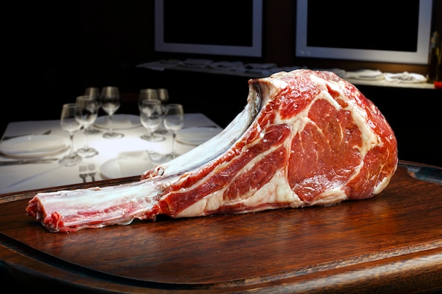 Tomahawk steak raw