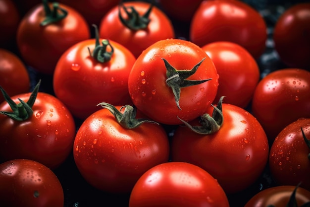 Tomaten Biologische rode tomaten op de markt Generatieve Ai