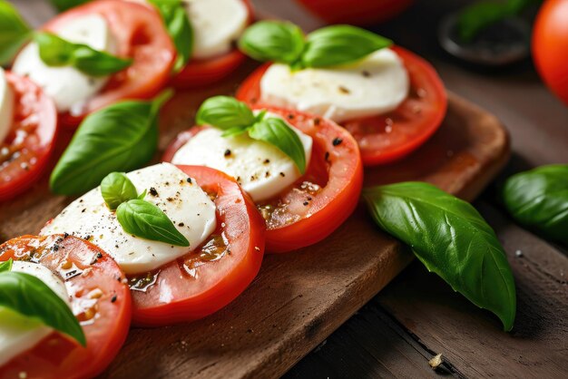 Tomaten- en mozzarella-kaas met basilicum