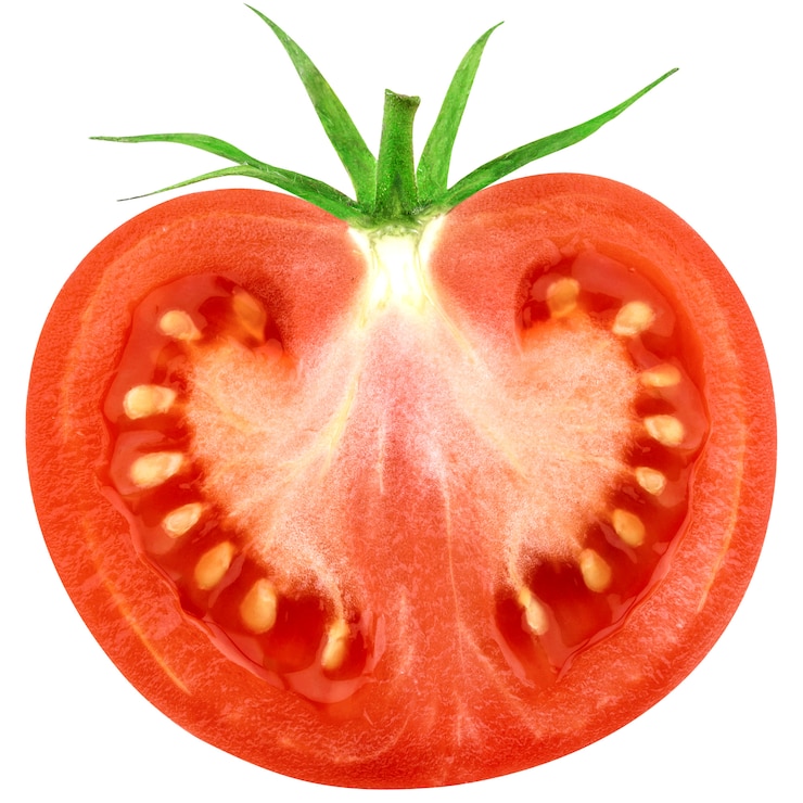 Foto tomaten geïsoleerd op wit met gesneden pad