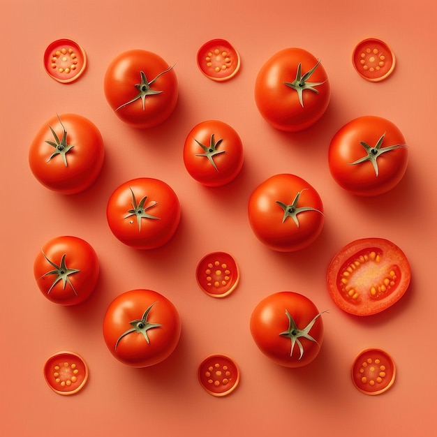 Tomaten in hun puurste vorm Een schone, eenvoudige afbeelding voor uw banner bovenaanzicht