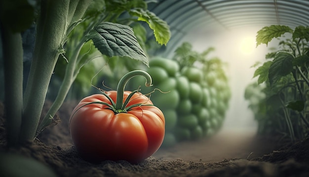 Tomaten op een tak in een kas Generatieve AI