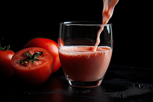 Tomatenmelk Op Zwarte Achtergrond