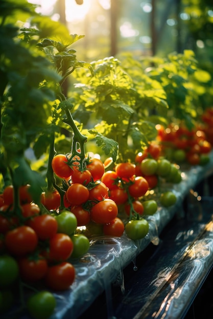 Tomatenplantage in kas Biologische groenten kweken