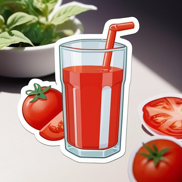 Tomatensap sticker met AI generatief