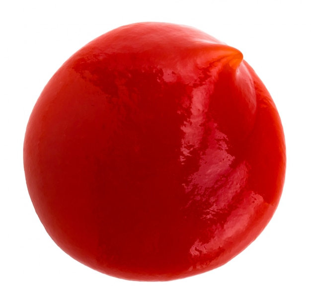 Tomatensaus die op een witte achtergrond wordt geïsoleerd