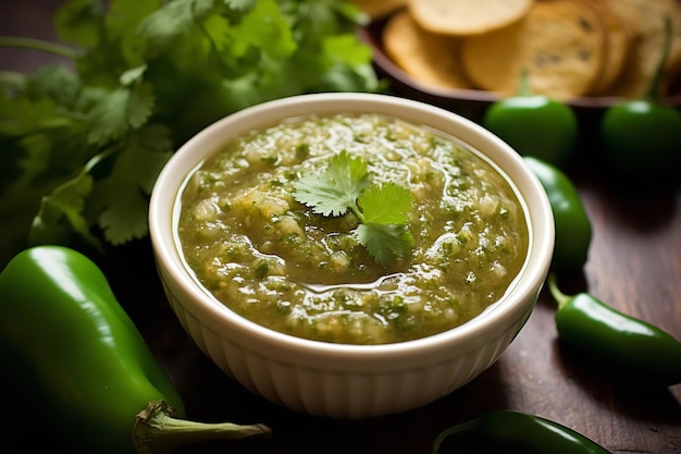 Foto tomatillo salsa verde aperitivo messicano