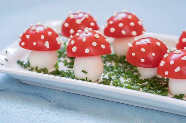 Tomato and egg appetizer look amanita