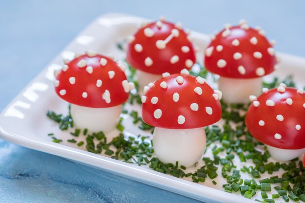 Tomato and egg appetizer look amanita