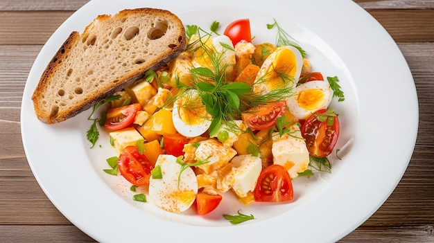 Tomato and Egg Salad with Whole Wheat Toast