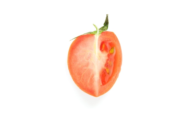 白いスライス画像で分離されたトマト新鮮な野菜
