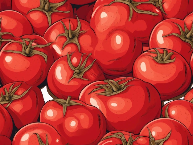 Tomato getekende stijl naadloze tegels generatieve AI