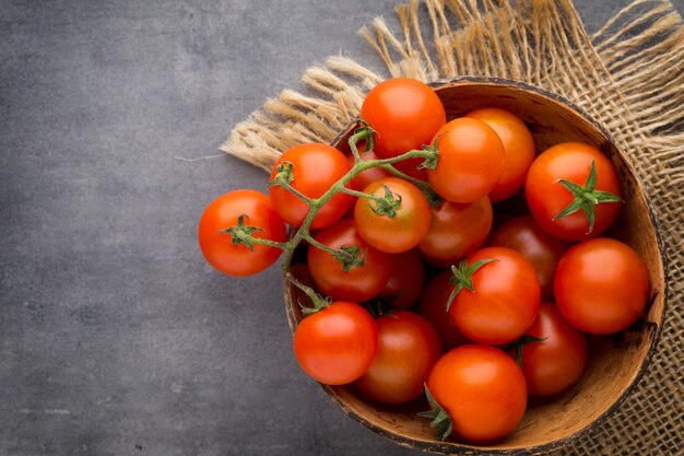 Tomato on the gray background.