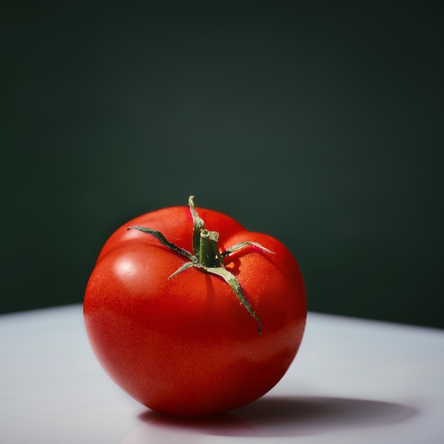 Tomato on a green background