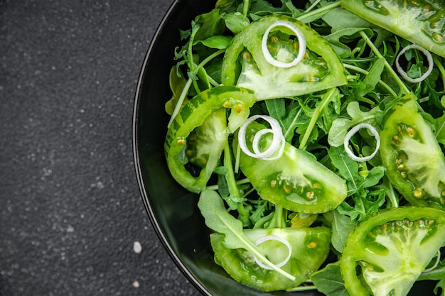 tomato green salad fresh vegetable meal food snack on the table copy space food background rustic